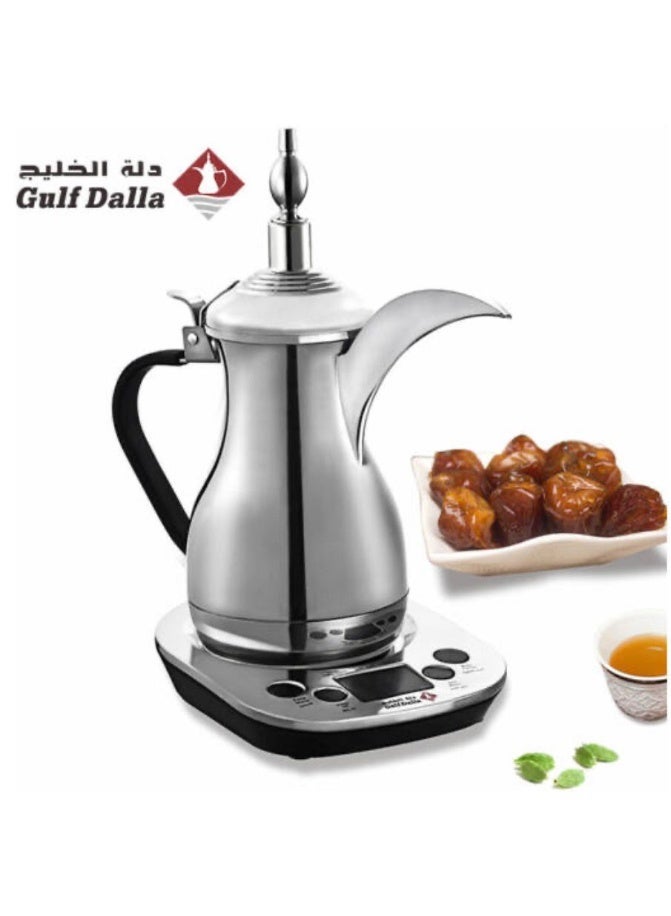 غالف دالا دلة خليجية كهربائية لتحضير القهوة العربية مع قاعدة تحكم ذكية – تشطيب كروم – 700 مل – 700 واط | GA-C91941 - Image 1